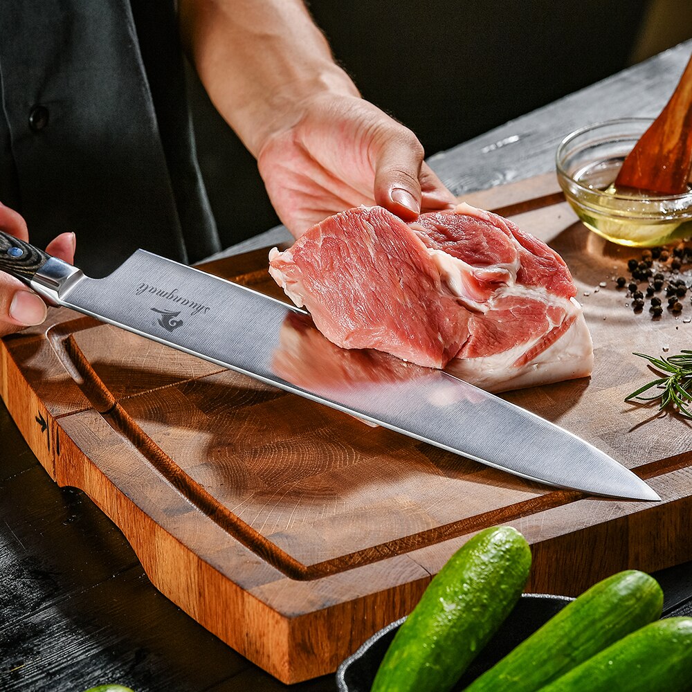 12 tuuman japanilainen gyuto-veitsi saksa 1.4116 hiiliteräksestä keittiön leikkaus lihaveitset terävä hakkuri viipalointi kokki gyuto veitsi