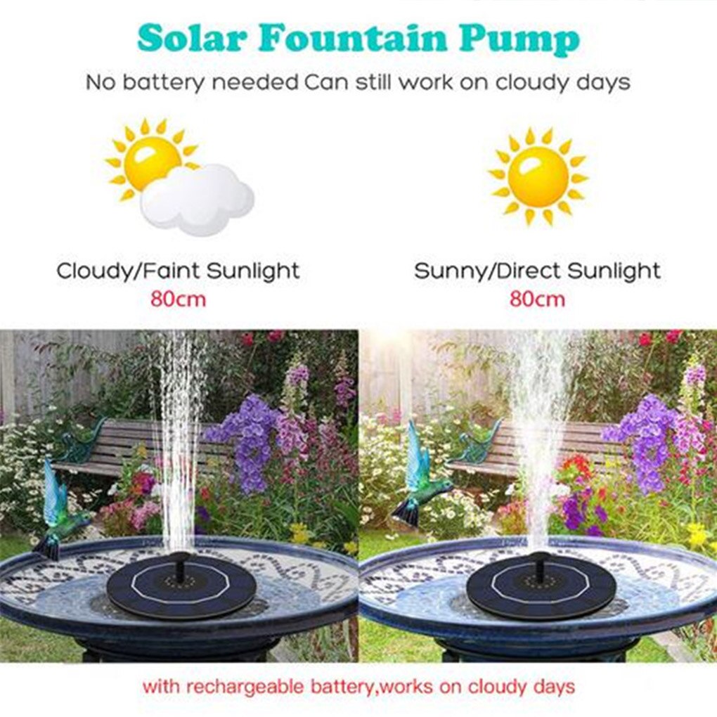 6V 2.5W Solar Power Water Fountain Outdoor Park Pond Swimming Pool Solar Fountain 6-Nozzle Rechargeable Water Fountain Pump