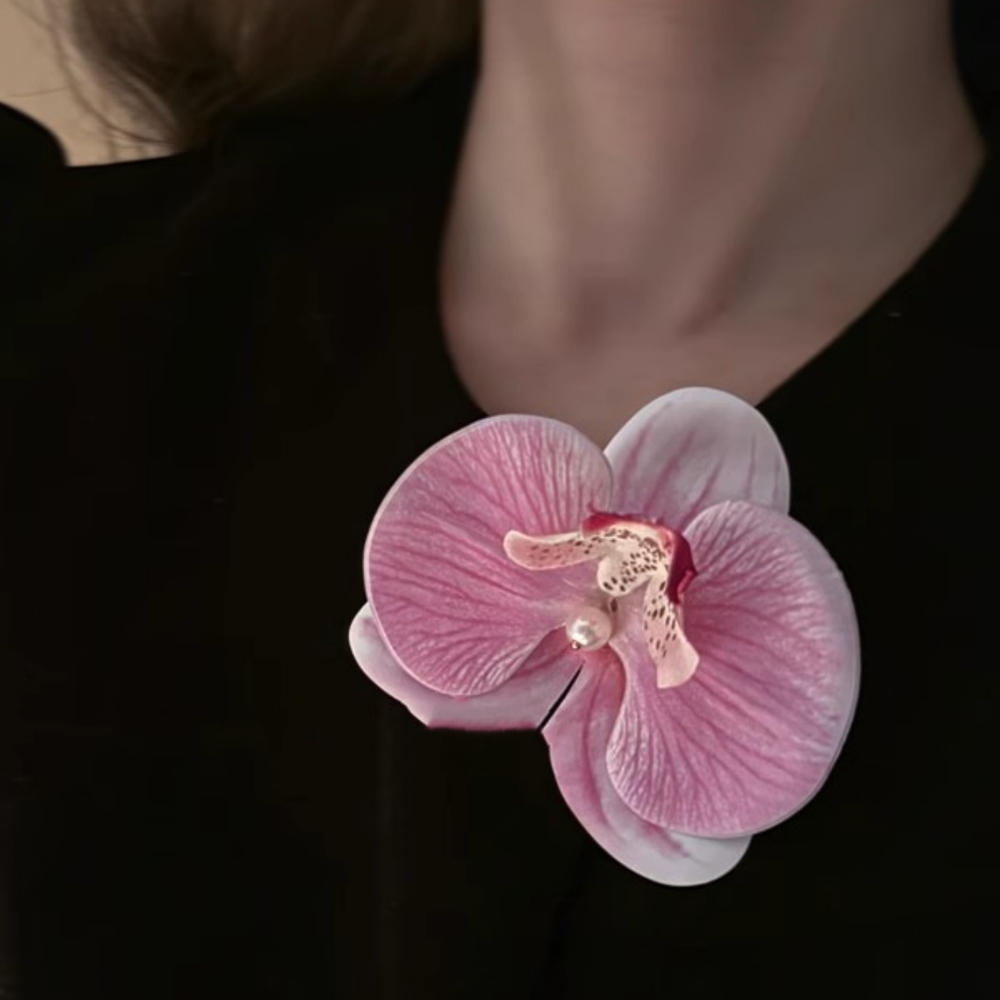 Grampos de cabelo de borboleta de flor de orquídea artificial para mulheres meninas phalaenopsis pérola bico de pato grampos de cabelo acessórios de cabelo