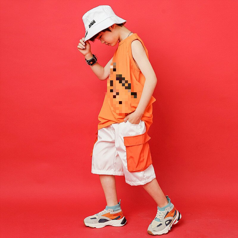Vêtements Cool Hip Hop pour enfants, hauts amples irréguliers, t-shirt, Shorts décontractés pour garçons, Costumes de carnaval Jazz, vêtements de rue