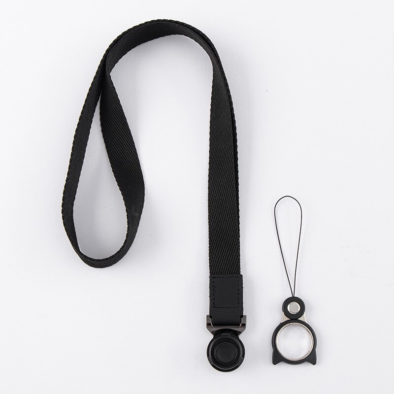 DAEHAN NECK LANYARD for mobile phone detachable metal finger ring strap hand wrist lanyard: Black 2