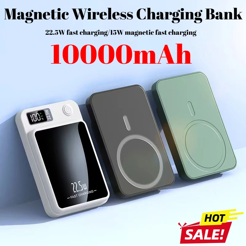 Cargador inalámbrico rápido, Banco de energía magnético portátil de 10000mAh para Iphone 12, 13, 14 Pro Max, batería auxiliar externa Macsafe