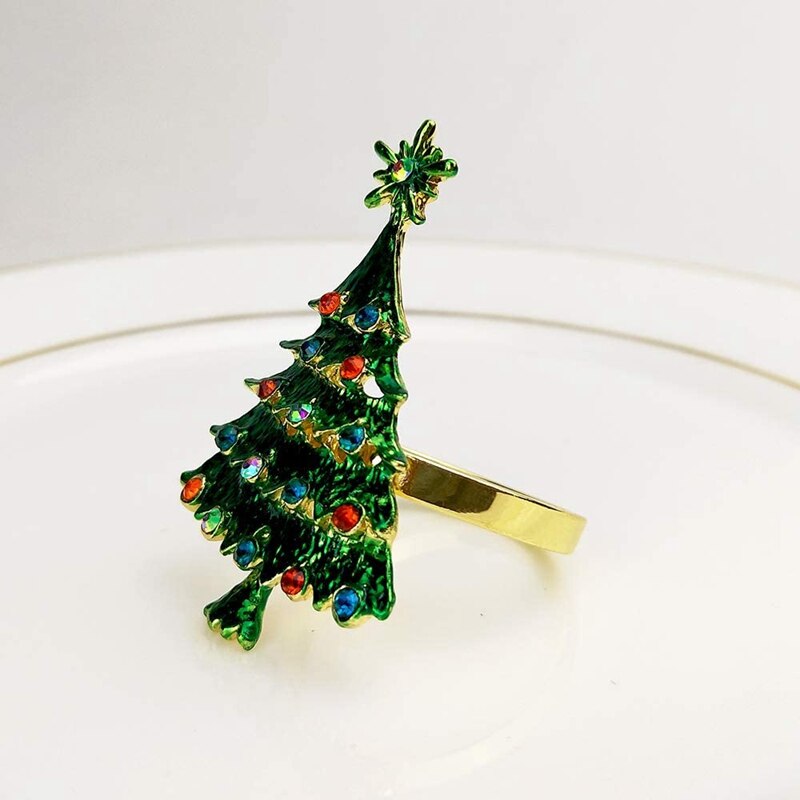 Lber 6 Pack Kerstboom Servetringen, Servet Houder Voor Wedding Christmas Party Diner Tafel Decor Groene Kerstboom
