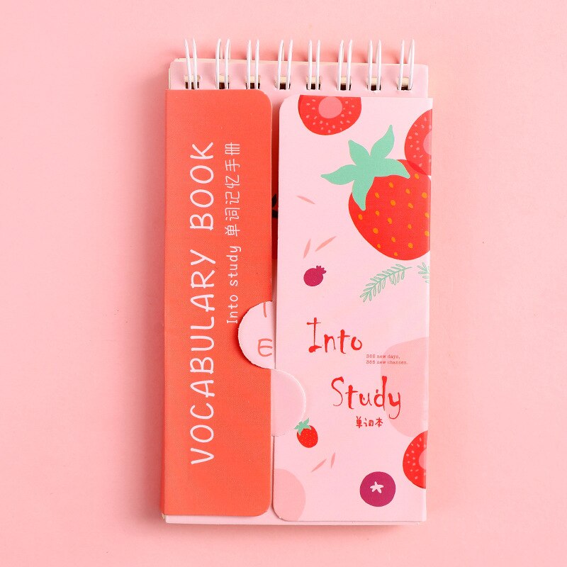Cute little fresh word book portable portable coil book cartoon notebook study manual this kawaii supplies: Red
