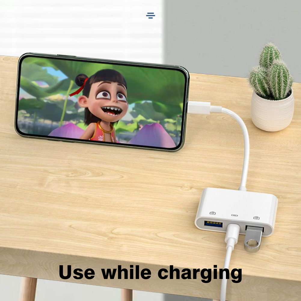 Byscoon 3 en 1 Lightning a USB/lector de tarjetas Lightning para iPhone 14 13 12 11 Pro iPad convertidor de carga para adaptador iOS OTG