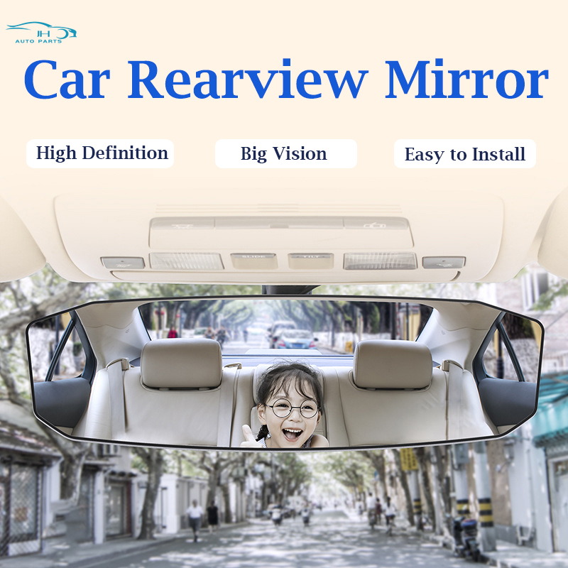 Car Rearview Mirror Wide Angle Rear View Mirror HD Glass 30cmX9cm Large Vision Universal Auto Mirror Replacement Part