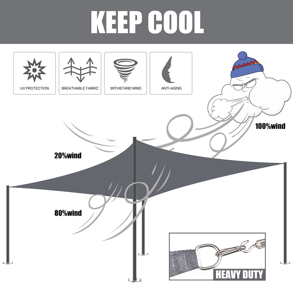 185GSM Hdpe Luifel Zon Shade Sail 4X3M Grote Uv Blok Rechthoek Shading Doek Shade Cover Voor Tuin patio Achtertuin Grijs/Beige