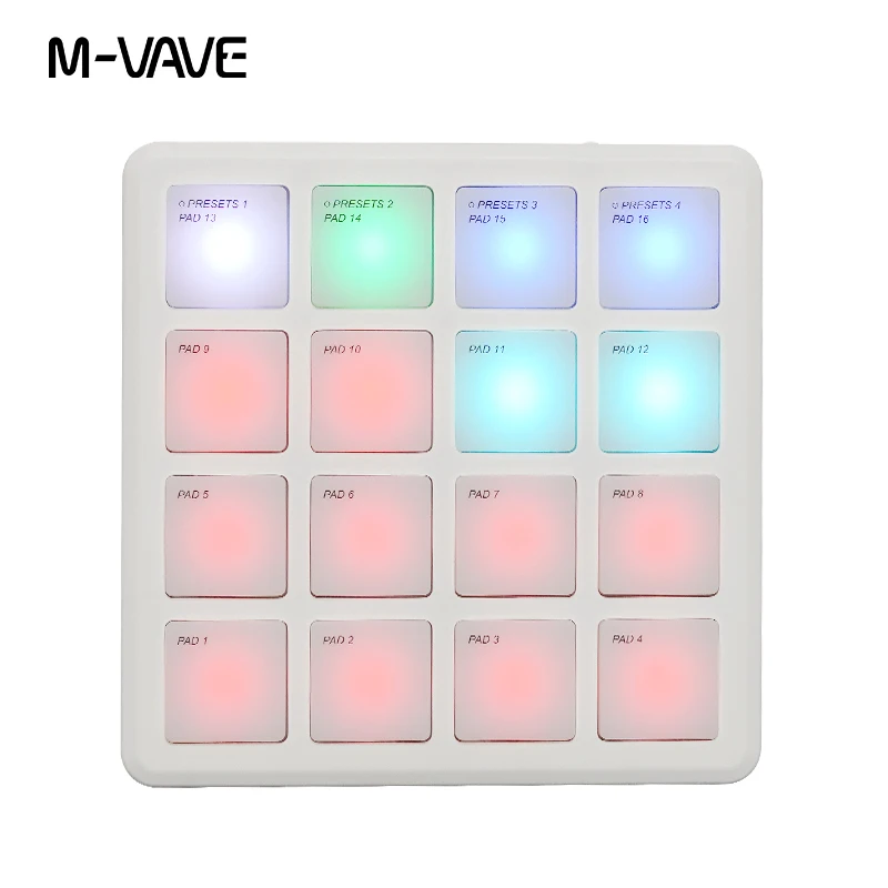 M-VAVE SK-16 SMC-PAD Pocket Pad Draagbare draadloze MIDI-controller 16-pads Geschikt percussie-toetsenbord USB-C-interface