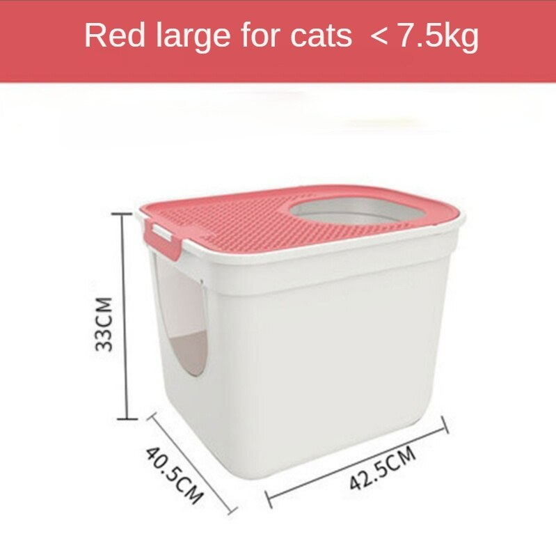 Full Enclosed Litter Box Cats Bedpans Pet Litter Tray Potty Toilet Anti Splash Deodorant Kitten Products Dormatory Cama Gato: Red L