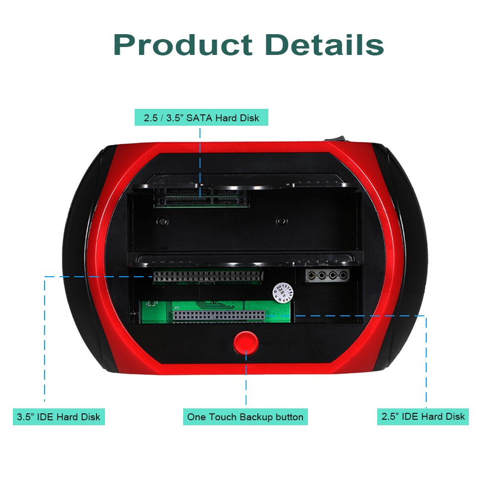 2 IDE 1 SATA USB2.0 Typ C Dual Externe Festplatte 2,5 Zoll 3,5 Zoll Dockingstation One Touch Backup OTB HUB Reader