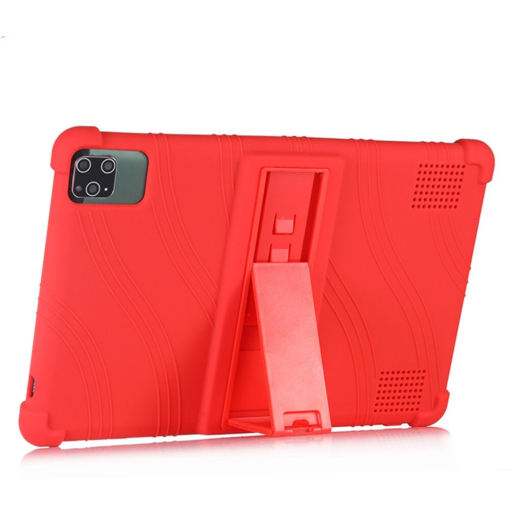 10.1 Inch Tablet Case - Kids Friendly Soft Silicone Adjustable Stand Cover for Android 9.0: Red
