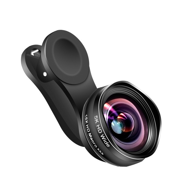 Flower Bud – objectif de caméra pour téléphone portable 5K HD, grand Angle 0,45 x, Macro 15X, objectifs 2 en 1, sans distorsion, pour iPhone 11 7 8 Huawei Xiaomi: Default Title