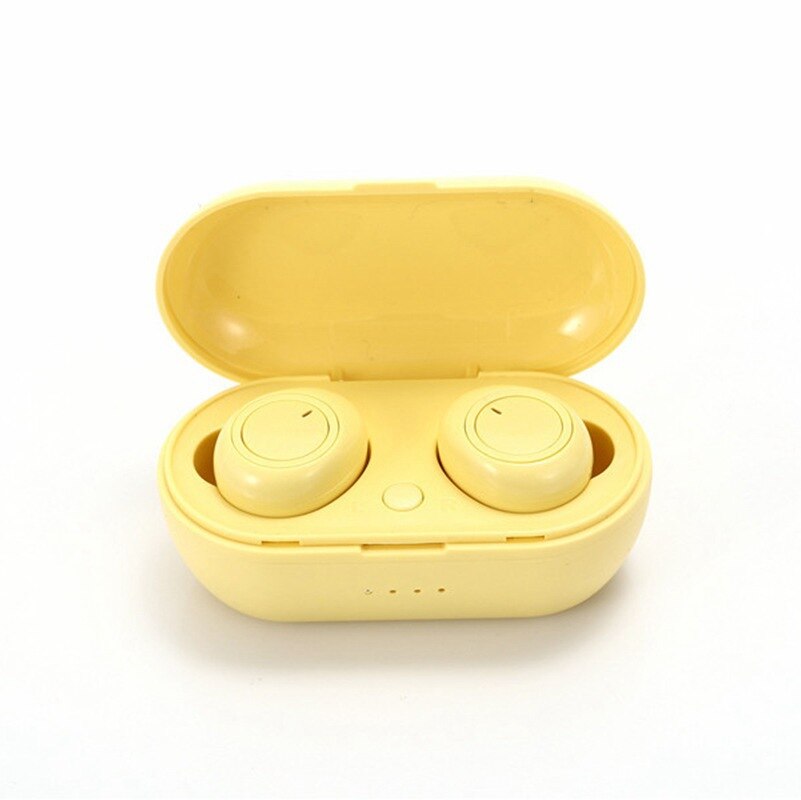 Y50 TWS Earphone bluetooth 5.0 True Wireless headphone Stereo Headset IPX7 Waterproof Sport Earbuds With Microphone Charging Box: Yellow
