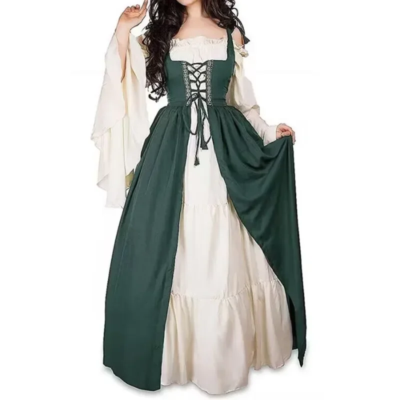 Robe de Barrage de Jeux de la Renaissance Meddiévale Européenne pour Femme, Costume di Halloween, 303: XL / Blu