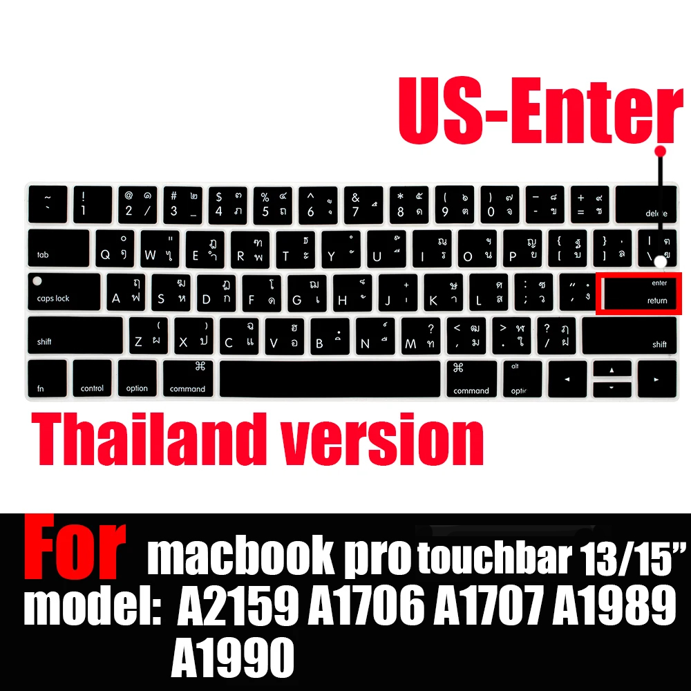 Pokrowiec na klawiaturę MacBook Pro z paskiem dotykowym 13 i 15 2016-2019 Model: A2159, A1989, A1990, A1706, A1707), silikonowy ochraniacz skóry: WHITE