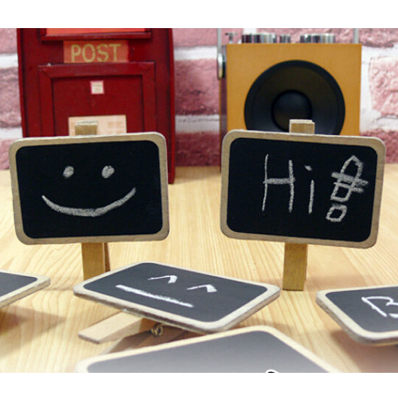 1Pc Houten Mini Kawaii Blackboard Krijtborden Clips Houder Voor Papier Decoratie Fotoalbum