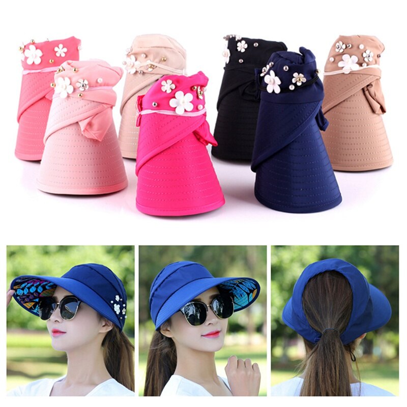Sombrero De Paja Con Visera Para Mujer, Ala Ancha, Gorra De Playa Con Protección UV Para Verano, Paquete Plegable-caqui Vhermosa Gorras Y Gorros | En Línea