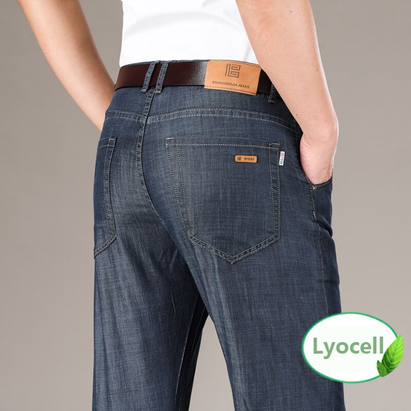 100% Lyocell Mannen Jeans Baggy Man Broek Business 2022 Summer Cool Casual Elastische Kracht Mode Denim Broek Mannelijke broek