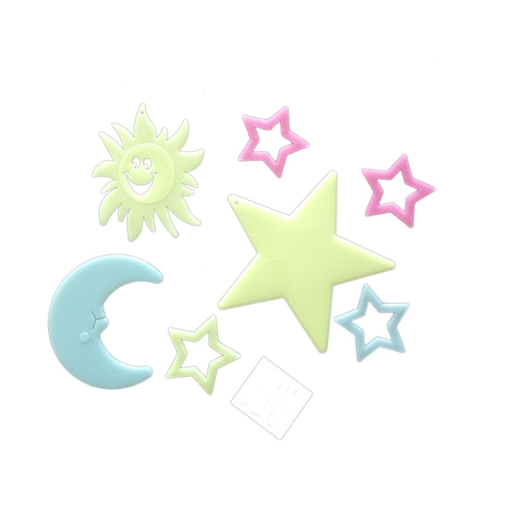 3D three-dimensional glow fluorescent luminous big star moon sun set stickers plastic wall stickers 3d sticker