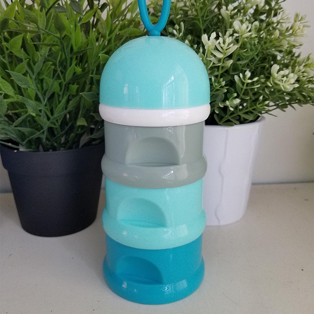 3layers Silicone Baby Feeding Baby Food Storage Food Snack Box Milk Boxes Toddle Kids Milk Container Portable Food Box: Blue