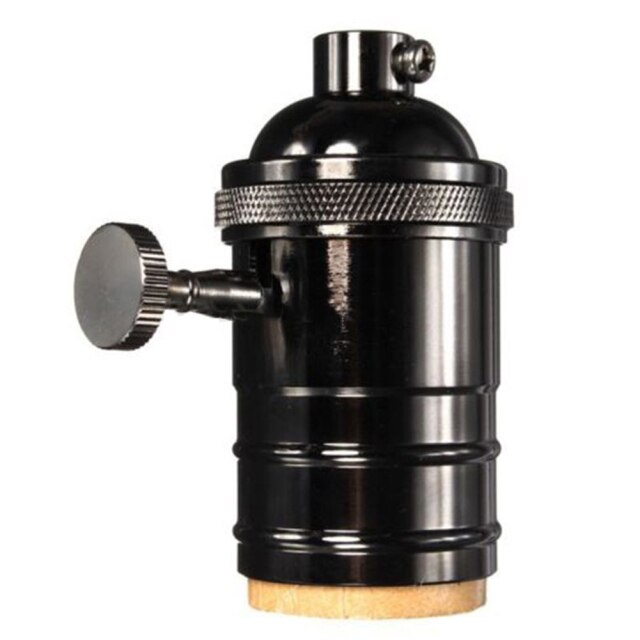 Vintage Edison Lamp Socket E27 Schroef 250V Lamp Basis Aluminium Lamphouder Industriële Retro Hanger Fitting Lamphouder Armatuur: Black