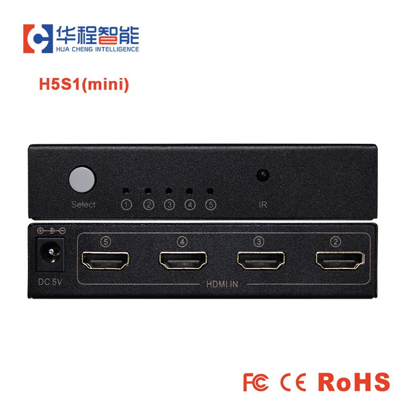 Hdmi Switch 5 In 1 Out Hdmi Switcher Box 5 Poort 4K Ultra Hd Video Selector Box Ondersteuning Resolutie tot 1080P Ir Afstandsbediening