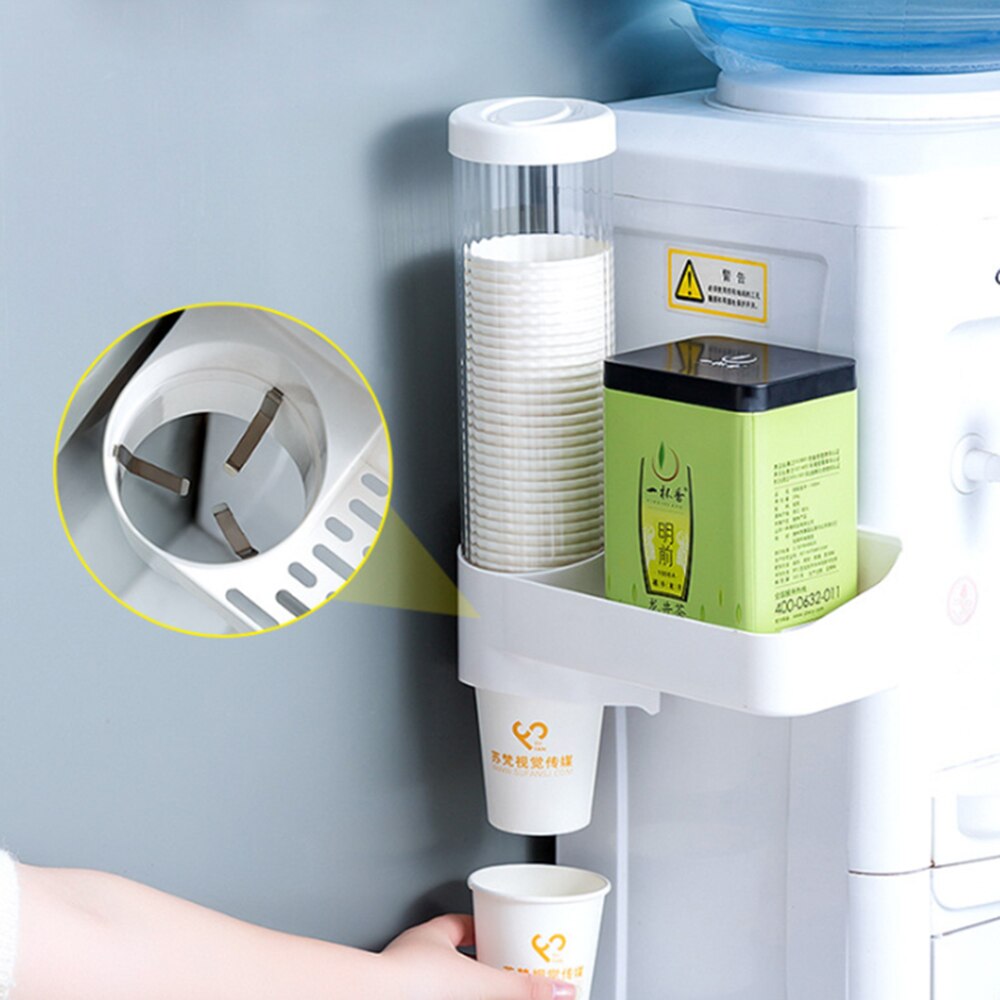 Distributeur de gobelets en papier jetables, porte-gobelet en plastique pour distributeur d'eau, support de rangement mural automatique, conteneur de gobelets