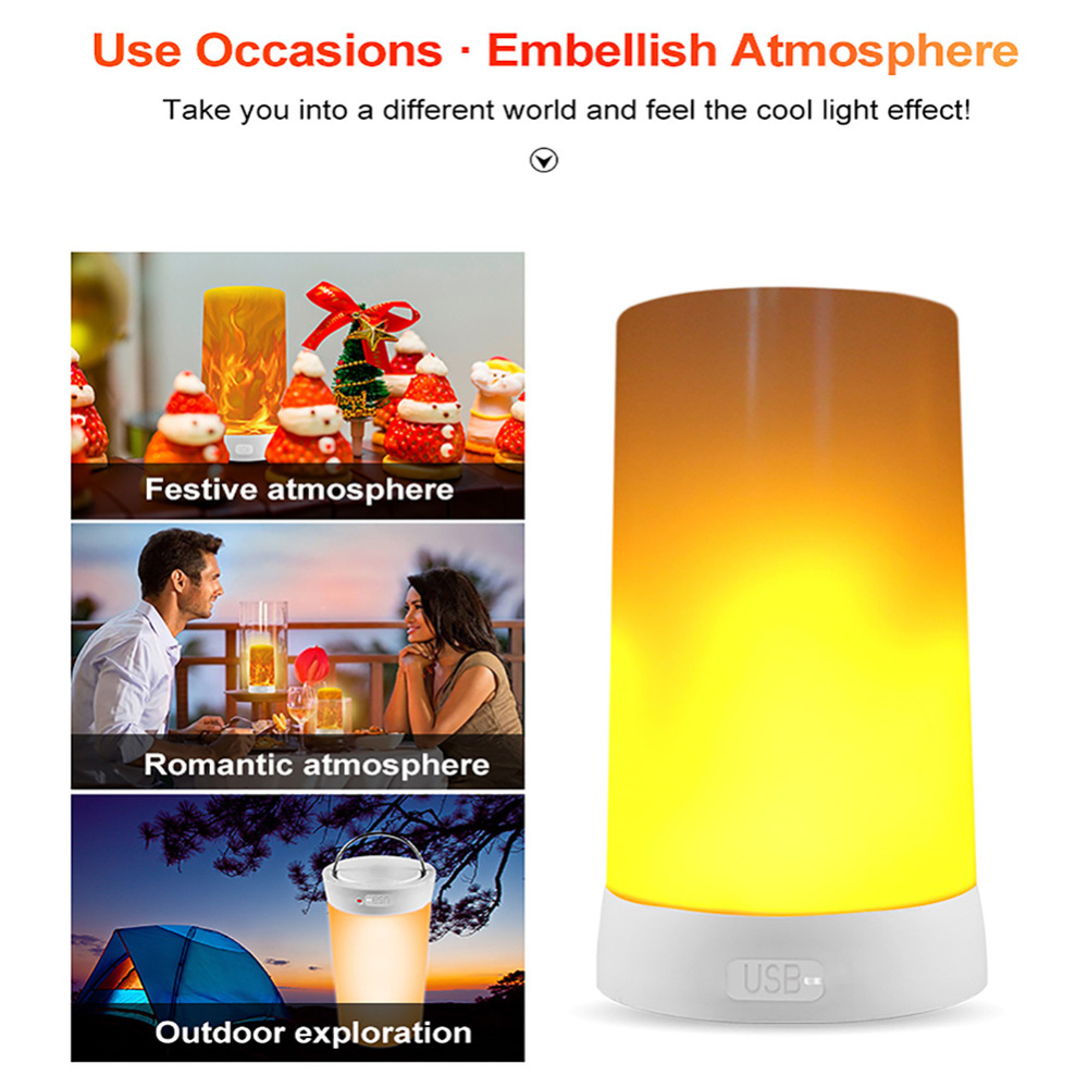 USB oplaadbare LED-vlamlamp Gesimuleerd vlameffectlicht Realistisch vuur Sfeerlicht Binnendecoratie 4 verlichtingsmodi