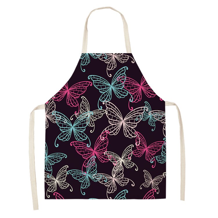 1pc Butterfly fartuch bez rękawów bawełniana pościel nadruk w kwiaty kuchnia fartuszek kobiety domowe gotowanie pieczenia talia Bib 53*65cm: WQL0147-31