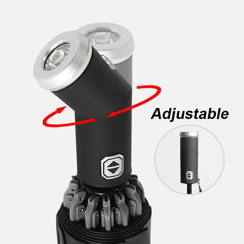 Paraguas con luz LED para el hogar, sombrilla totalmente automática plegable, portátil, a prueba de lluvia, a prueba de viento, ensanchada, resistente y duradera, con ángulo ajustable