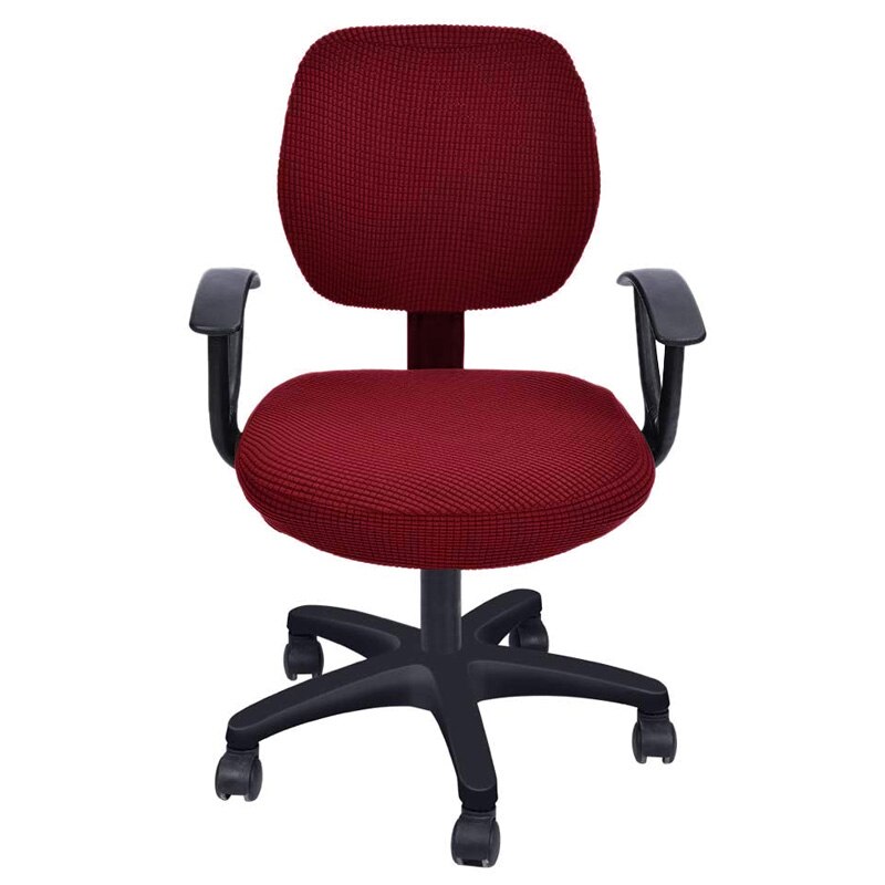 3 arten Material Büro Stuhl Abdeckung strecken Computer Stuhl Abdeckung Schreibtisch Stuhl Sitz und Zurück Abdeckungen Universal-: Typ 3 Burgund
