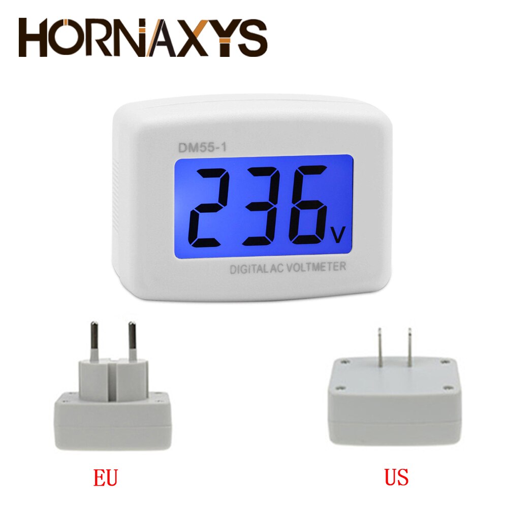 Dm55-1 digital voltmeter eu us plugg volt meter stikkontakt spenningstester lcd display spenningsmåler 110v 220v vegg flat spenningsmåler