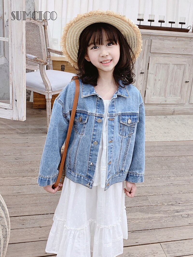 Sumcico 2020SS Neueste kinder Baumwolle Denim Weiche Trucker Jacke Kinder Klassische Denim Mantel Alter 2-15Y
