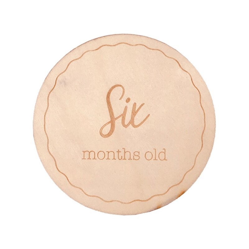Tarjetas de madera hechas a mano para bebés, tarjetas de grabación de crecimiento mensual de recién nacidos, accesorios de fotografía para bebés de 1 a 12 meses, 1 unidad: 6