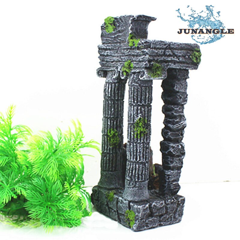 Aquarium colonne romaine carrée | Mini Aquarium, paysage, Aquarium, avec résine tonneau, trou de poisson, fond décoratif d'aquarium