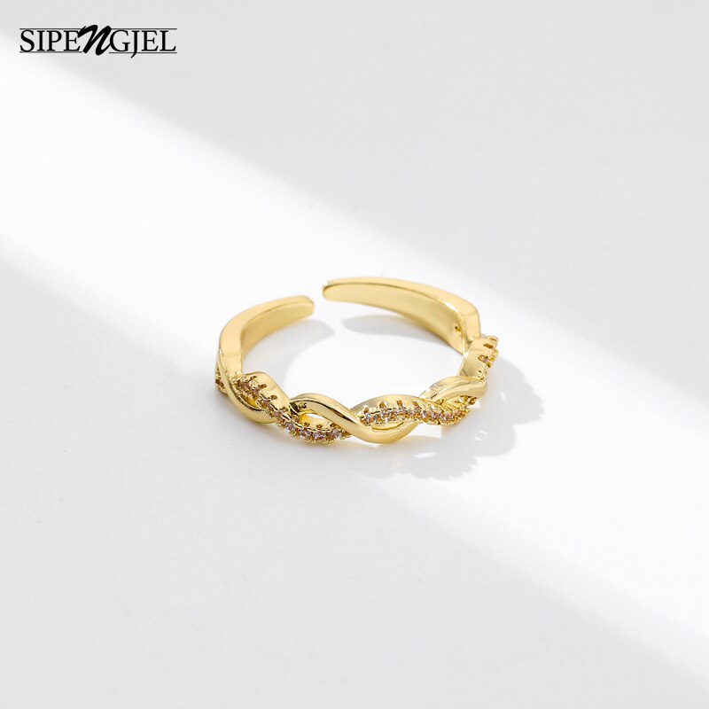 Anillos sencillos con forma de cadena para mujer, joyería para y boda, círculo ajustable abierto, Vintage,: JZ0129 GOLD