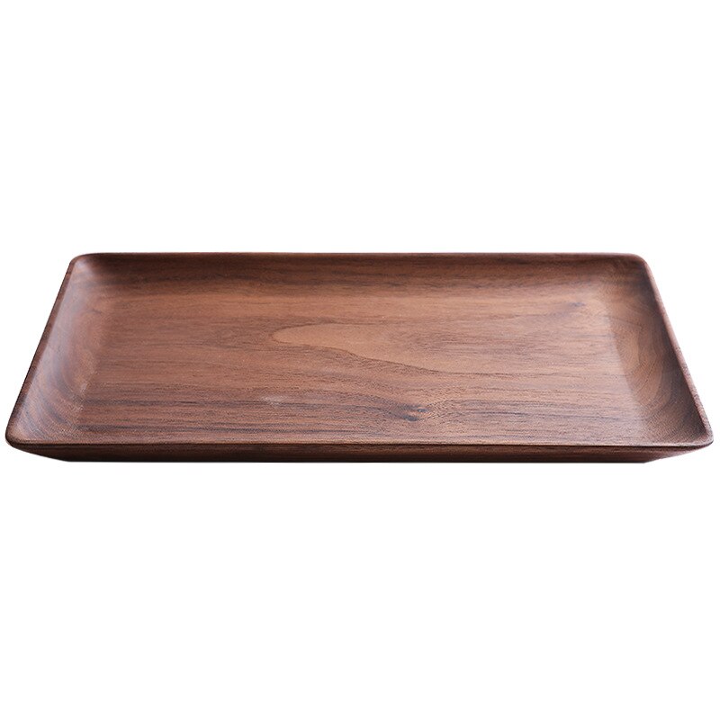 Bread Wood Plate Rectangle Black Walnut Wood Pan Plate Fruit Dishes Saucer Tea Tray Dessert Dinner