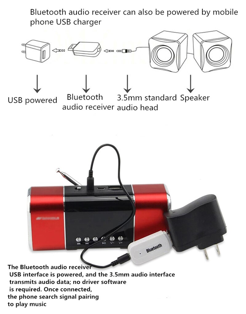 Multifunction USB Bluetooth Adapter Car Speaker Wireless Wireless Audio Bluetooth Stick 3.5mm Bluetooth Audio Receiver
