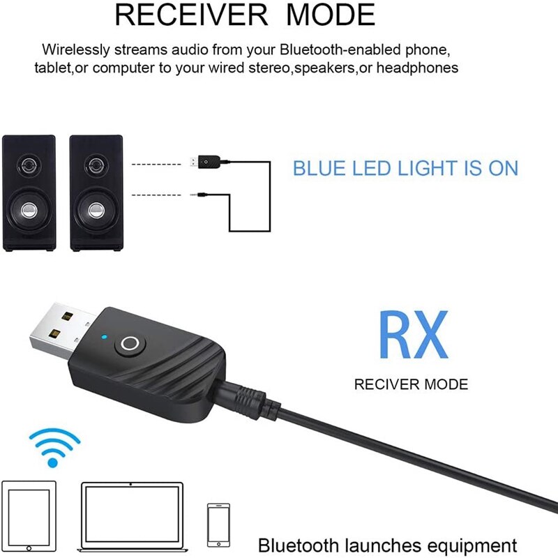 Bluetooth 5.0 Audio Receiver Transmitter with Bluetooth 5.0 G7BTS Gyroscope Backlit IR Learning Air Mouse Remote Control