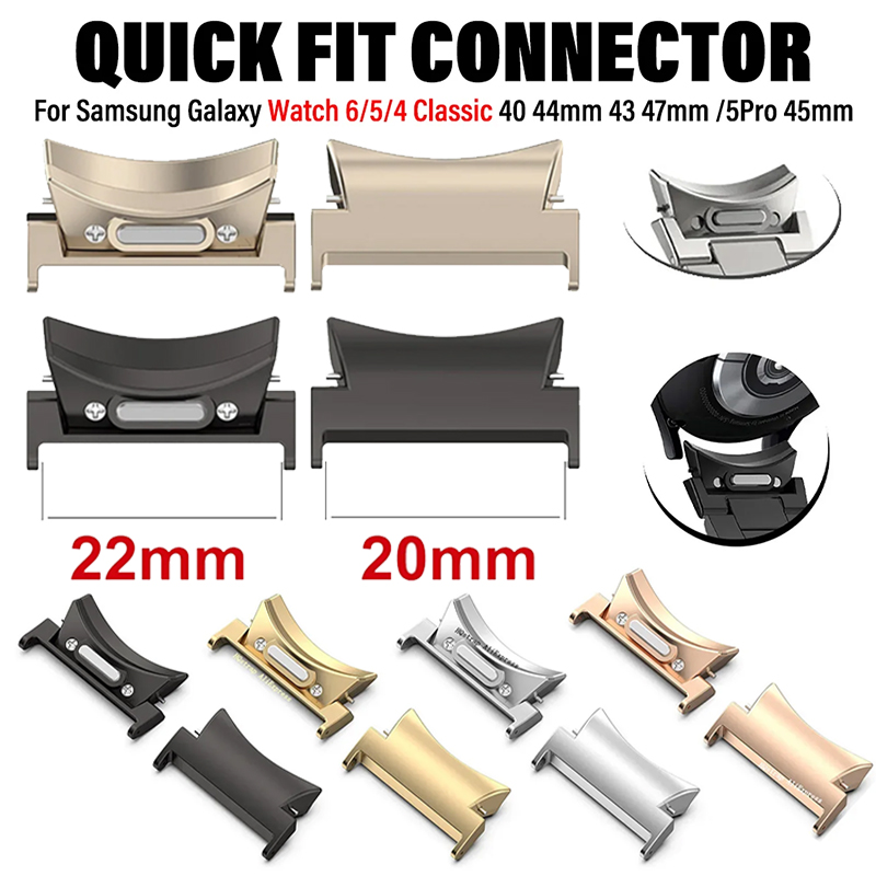 Quick Fit Connector für Samsung Galaxy Watch 6 5 4 10 44 mm für Galaxy Watch6 Classic 43 47 42 46 mm 2 Stück Edelstahl-Adapter