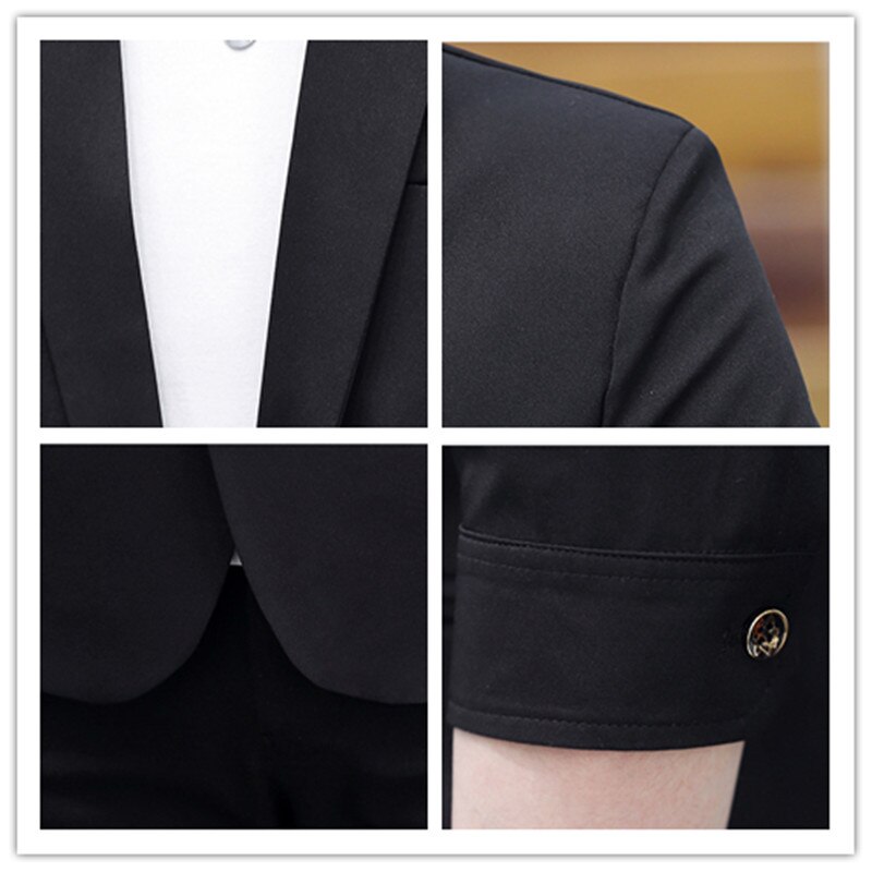 Blazer Men Summer Fashionable Casual Solid Half Sleeve Slim One-button Blazer for Men