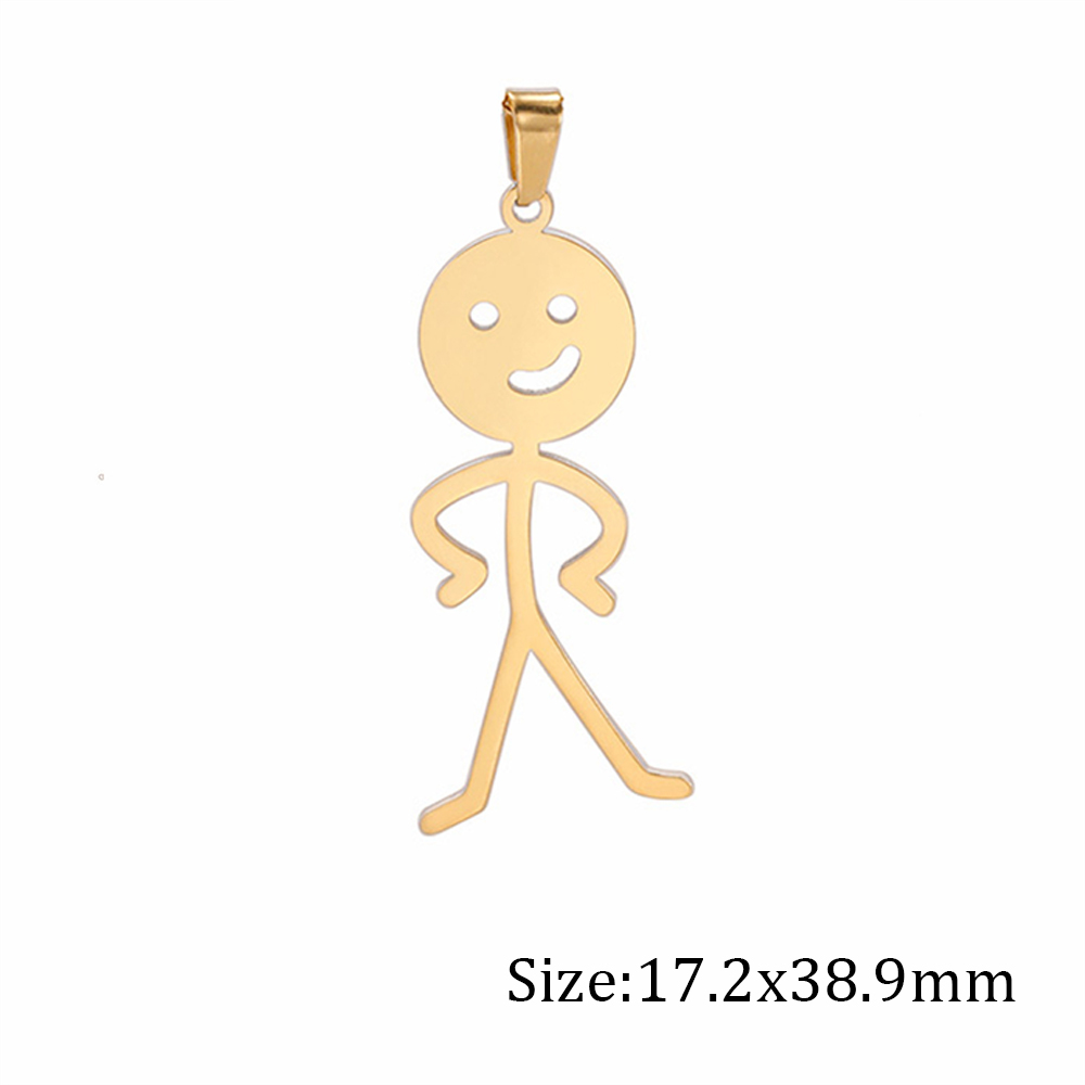 5pcs Funny Middle Finger Stickman Charms For Jewelry Making Stainless Steel Pendants Necklace Keychain Diy Accessories: Gold-color