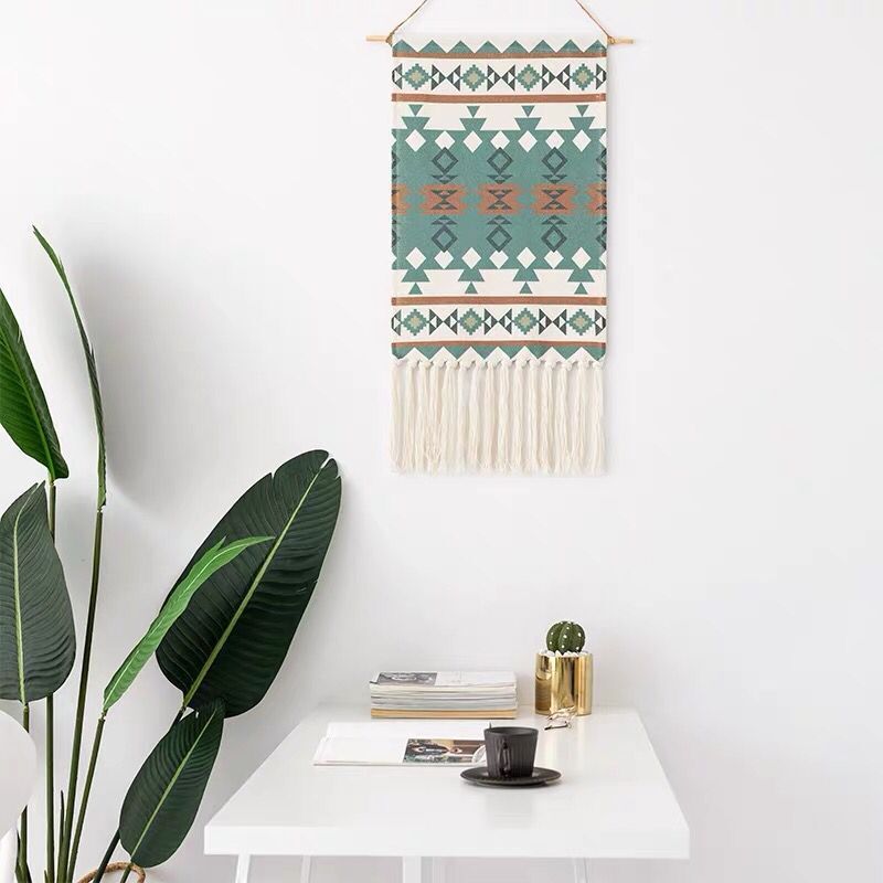 Tapestry Decorative Hanging Cloth Tassel Hand-Woven Cotton Hanging Painting Bedroom Living Room Wall Cloth area rug: A2