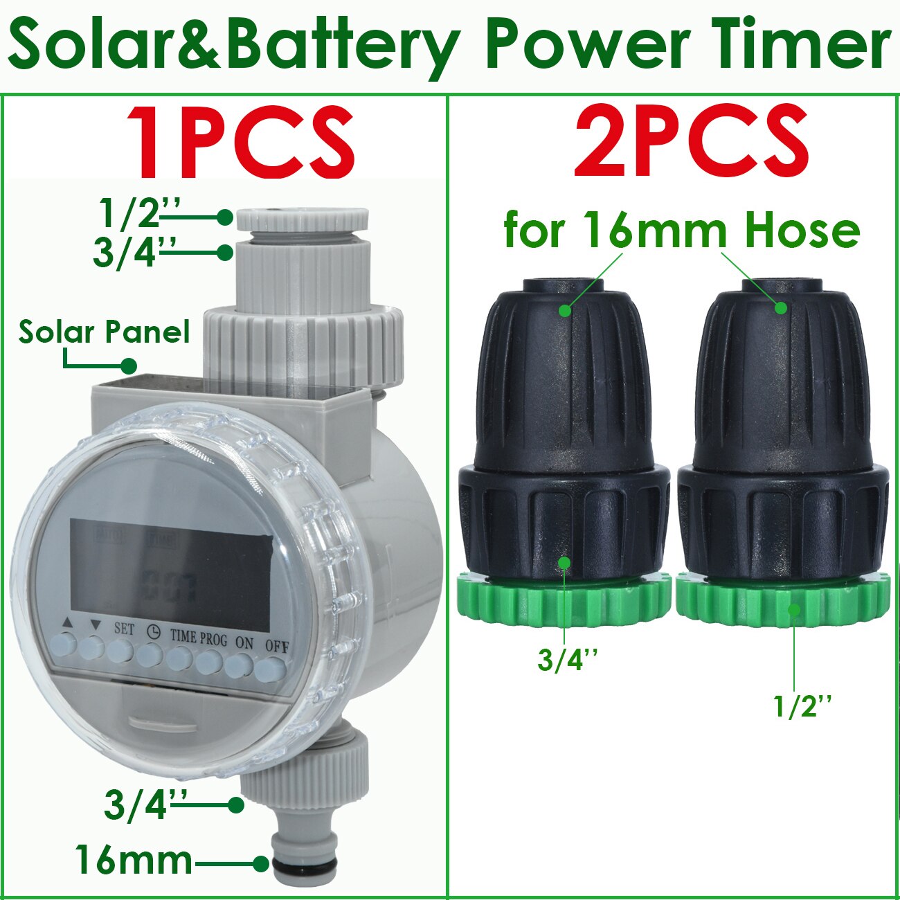 KESLA Garden Solar Battery Powered Watering Timer Drip Irrigation Greenhouse Electronic Automatic Irrigator Controller System: green