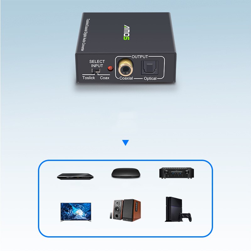 2 Way Optische Spdif Toslink Naar Coax Of Coaxiale Optische Spdif Toslink Bi-Directionele Schakelaar Digitale Audio Converter