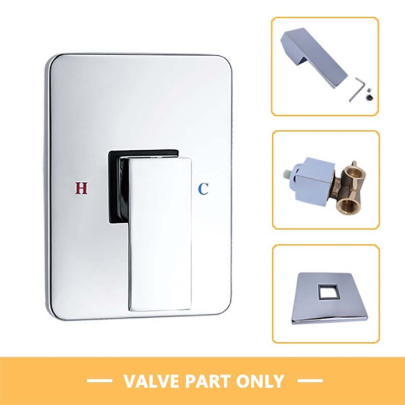 Square Solid Brass Hand Held Shower Head With Wall Connector and Hose Set Bathroom Concealed Chrome Polished Shower Faucet: Body Valve only