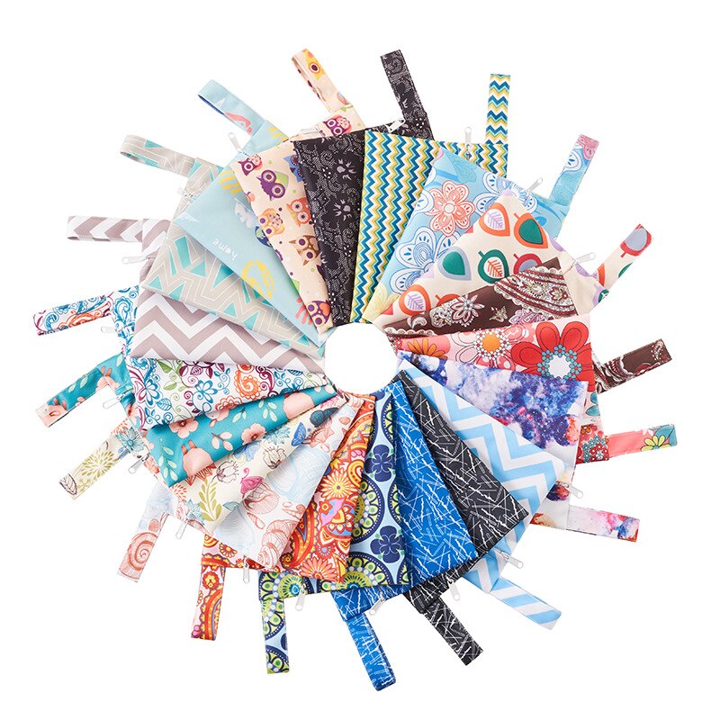 Mini Dry Wet Bag Herbruikbare Wetbag Voor Maandverband Verpleging Pads Enkele Pocket Waterdichte Pul Rits Reizen Wandelwagen Zak 14*18Cm
