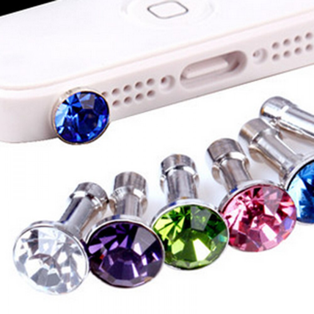 10 pièces/lot brillant coloré diamant strass 3.5 MM téléphone portable étanche à la poussière Plug accessoires