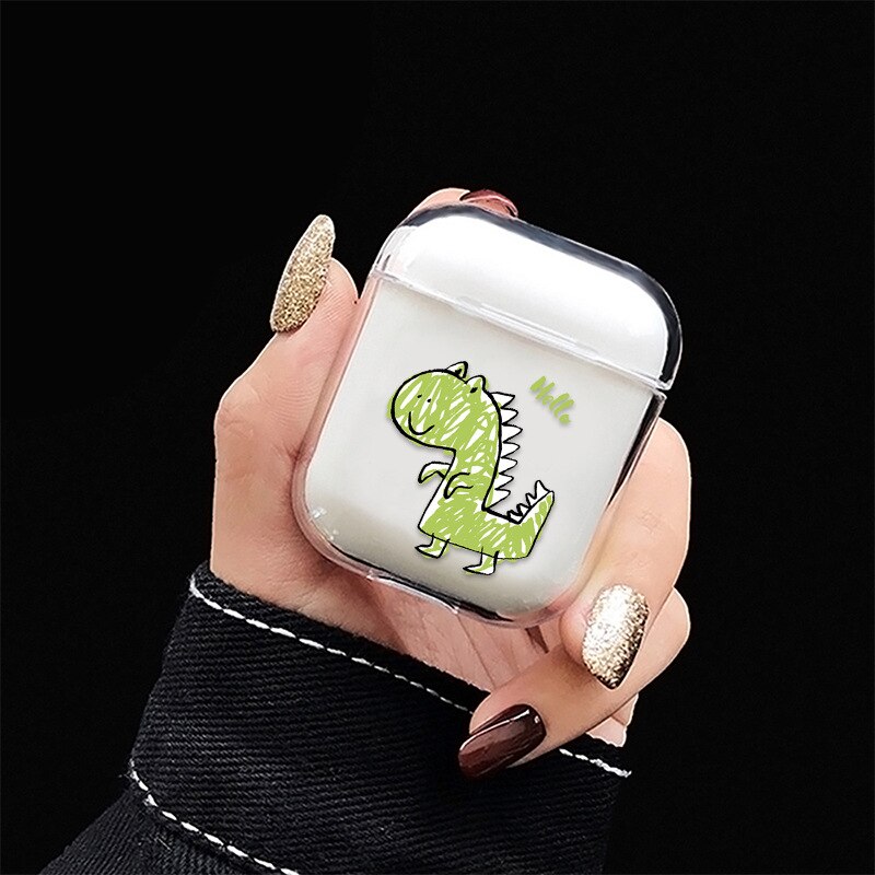 Hard PC Transparent Earphone Cases For Apple AirPods 1 2 Charging Box Cute Cartoon Cactus Crystal Cover Bag For Airpods Cases