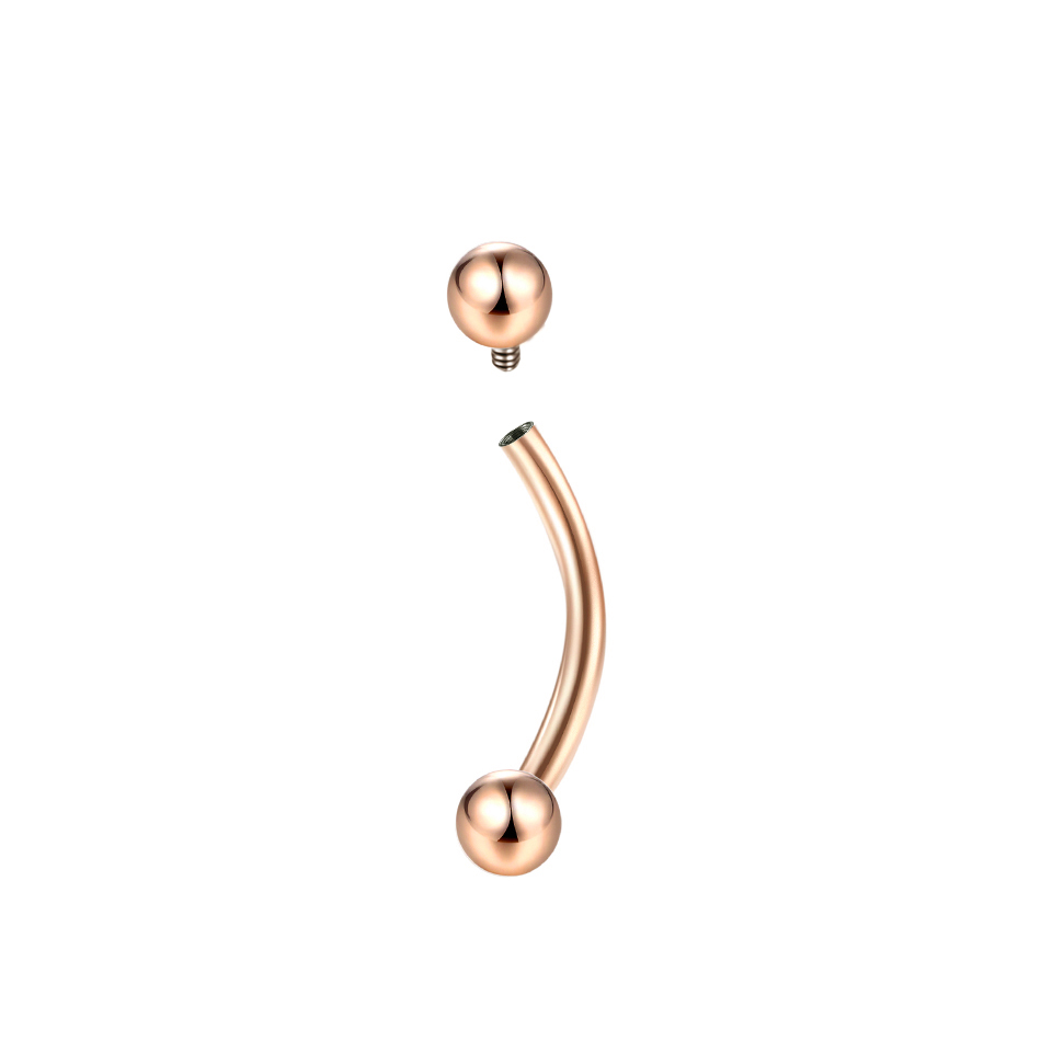 Piercings de cejas de titanio, joyería curvada de plátano con rosca interna, pendiente para ombligo, labio, lengua, 14G, 16G, 1 ud.: Negro / Bañado en rodio de imitación